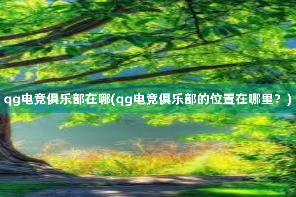 qg电竞俱乐部在哪(qg电竞俱乐部的位置在哪里？)