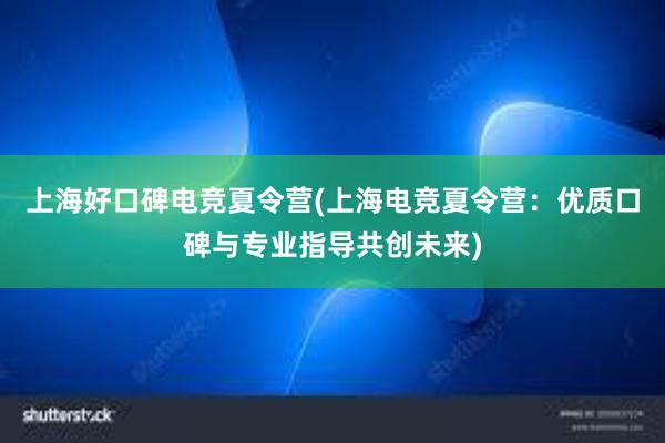 上海好口碑电竞夏令营(上海电竞夏令营：优质口碑与专业指导共创未来)