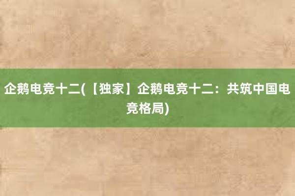 企鹅电竞十二(【独家】企鹅电竞十二：共筑中国电竞格局)