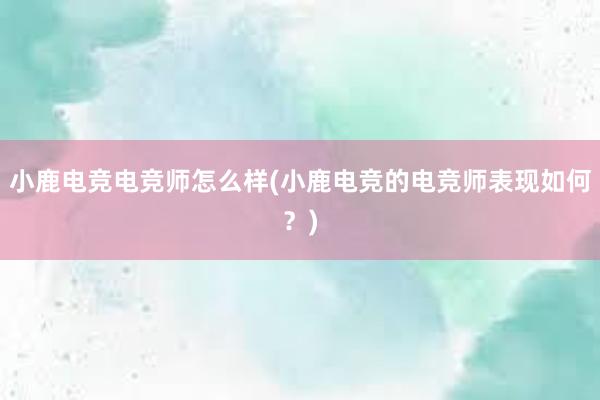 小鹿电竞电竞师怎么样(小鹿电竞的电竞师表现如何？)