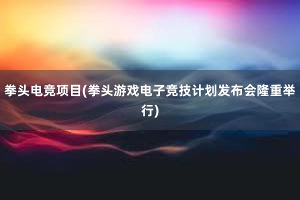 拳头电竞项目(拳头游戏电子竞技计划发布会隆重举行)