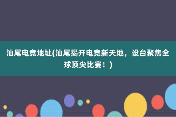 汕尾电竞地址(汕尾揭开电竞新天地，设台聚焦全球顶尖比赛！)