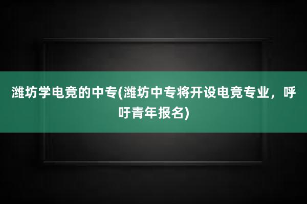 潍坊学电竞的中专(潍坊中专将开设电竞专业，呼吁青年报名)