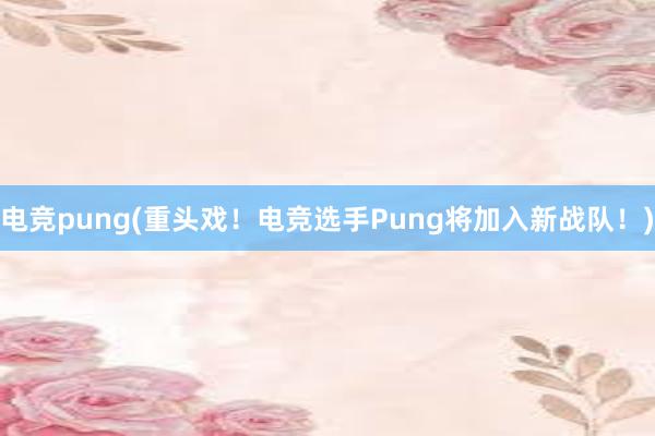 电竞pung(重头戏！电竞选手Pung将加入新战队！)