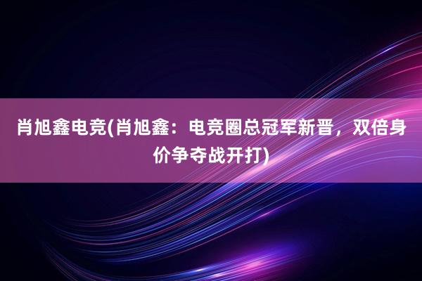 肖旭鑫电竞(肖旭鑫：电竞圈总冠军新晋，双倍身价争夺战开打)