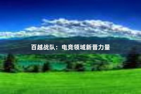 百越战队：电竞领域新晋力量