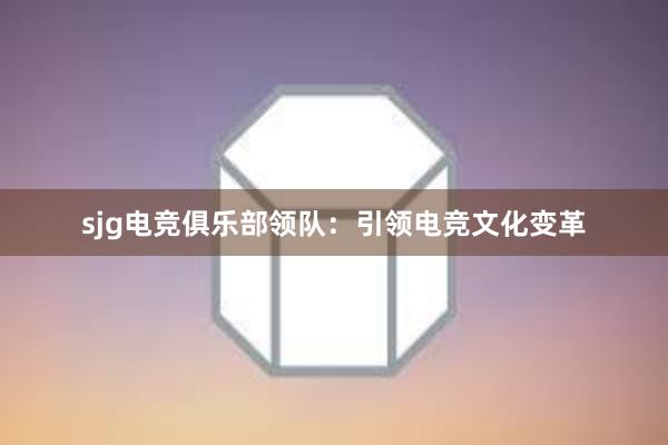 sjg电竞俱乐部领队：引领电竞文化变革