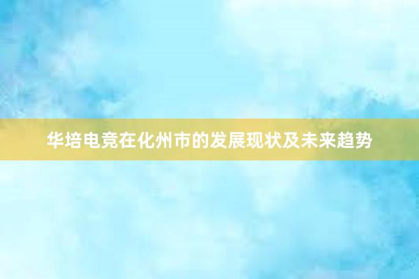 华培电竞在化州市的发展现状及未来趋势