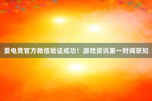 爱电竞官方微信验证成功！游戏资讯第一时间获知