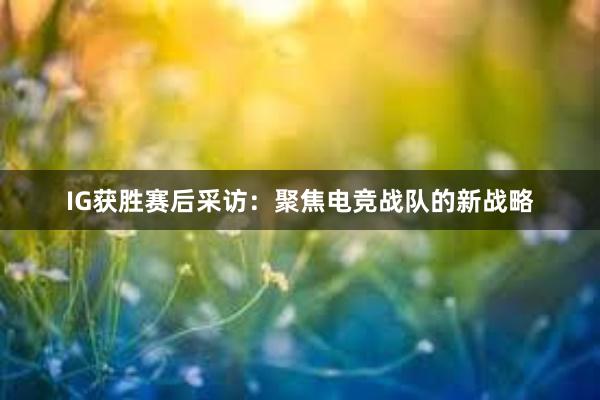 IG获胜赛后采访：聚焦电竞战队的新战略