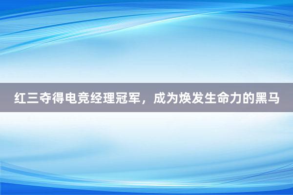 红三夺得电竞经理冠军，成为焕发生命力的黑马